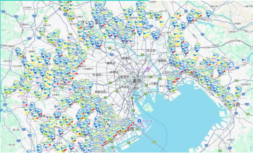 BIKE PARK+ の対応エリア地図